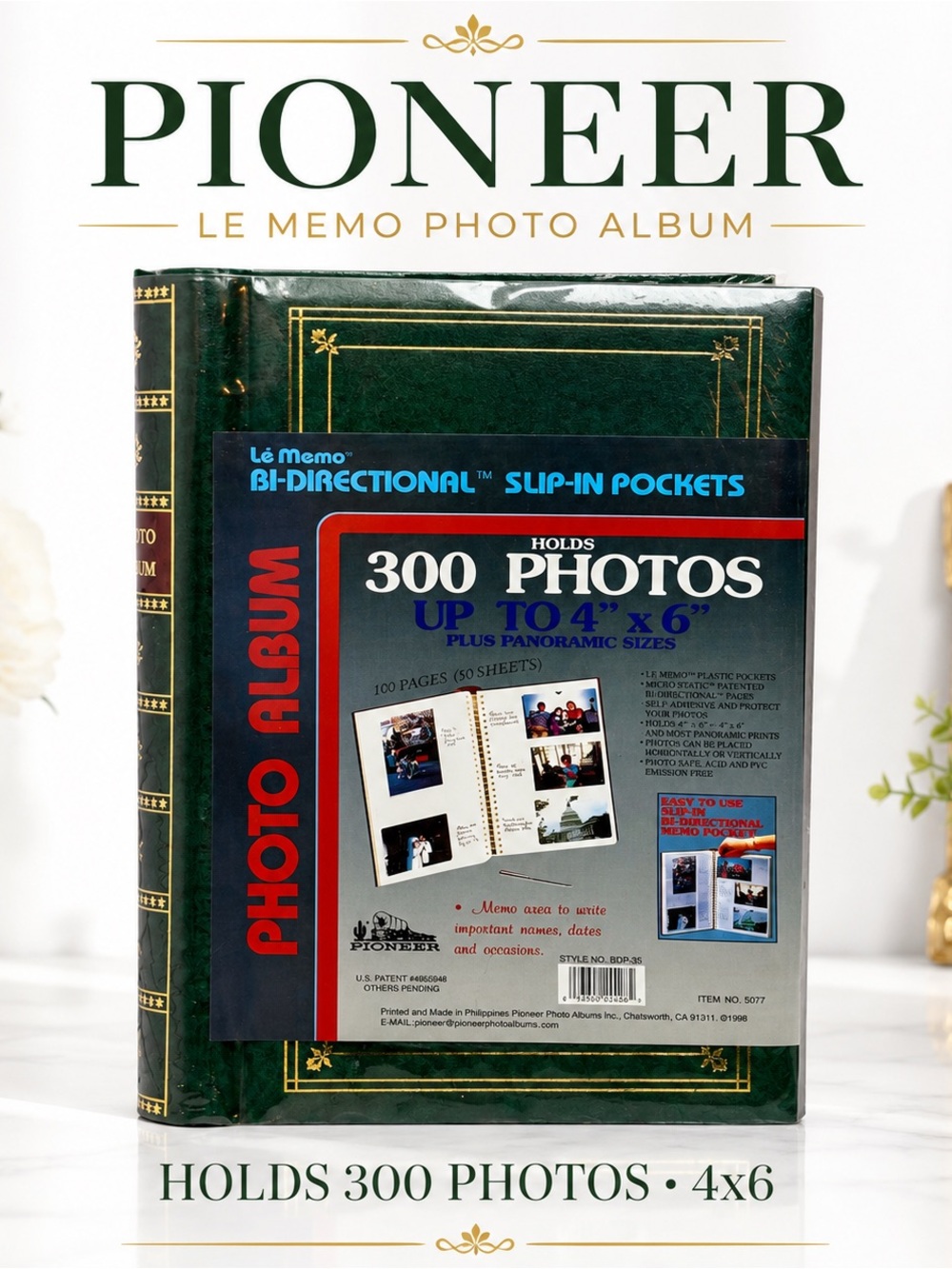 Pioneer Le Memo 300 Photo Album Green Holds 300 4x6 Photos  Slip-In BDP-35